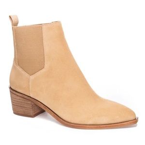 Chinese Laundry Beige Heeled Suede Filip Booties